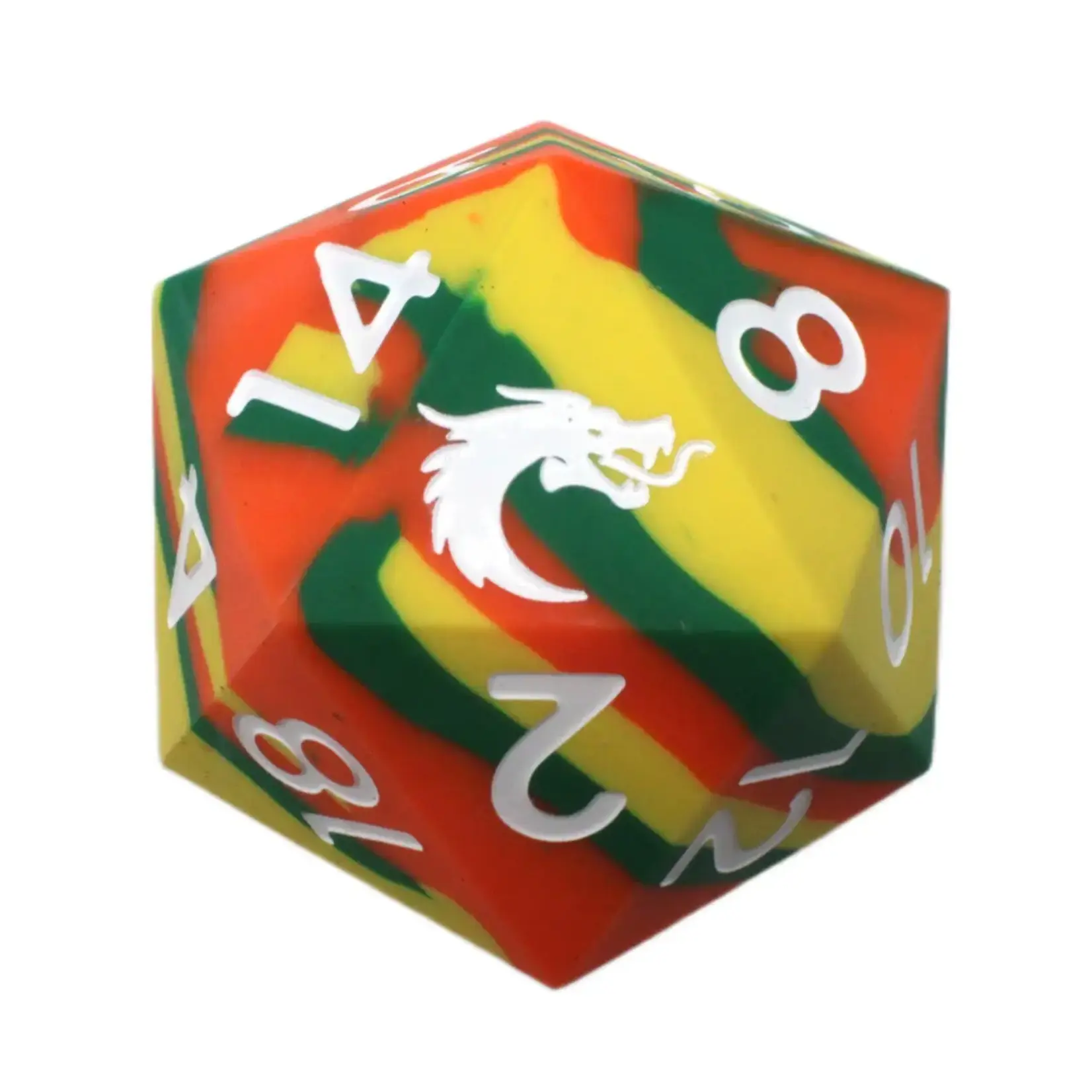 OLD SCHOOL DICE & ACCESSORIES SILICONE ORANGE GREEN YELLOW 50mm d20