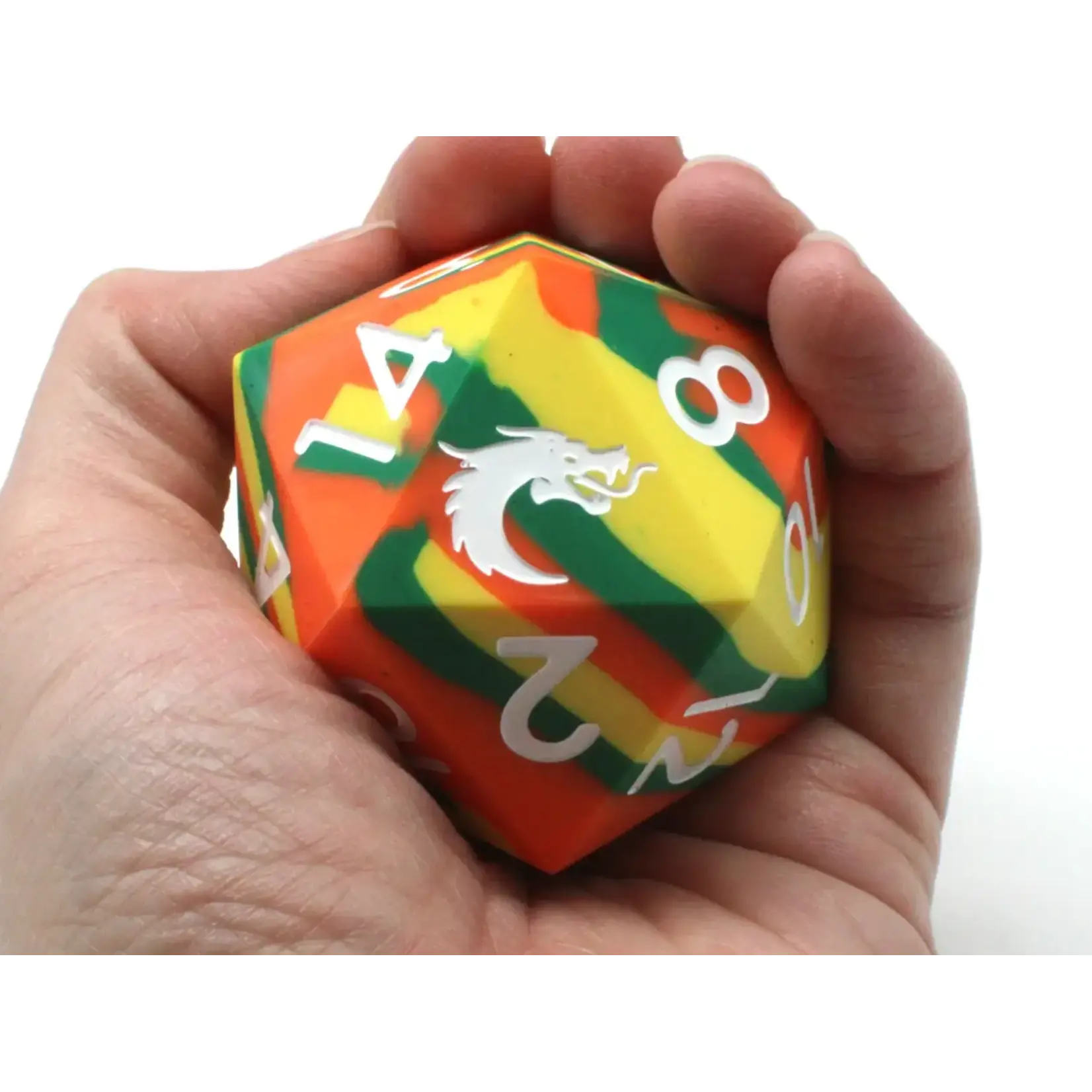 OLD SCHOOL DICE & ACCESSORIES SILICONE ORANGE GREEN YELLOW 50mm d20