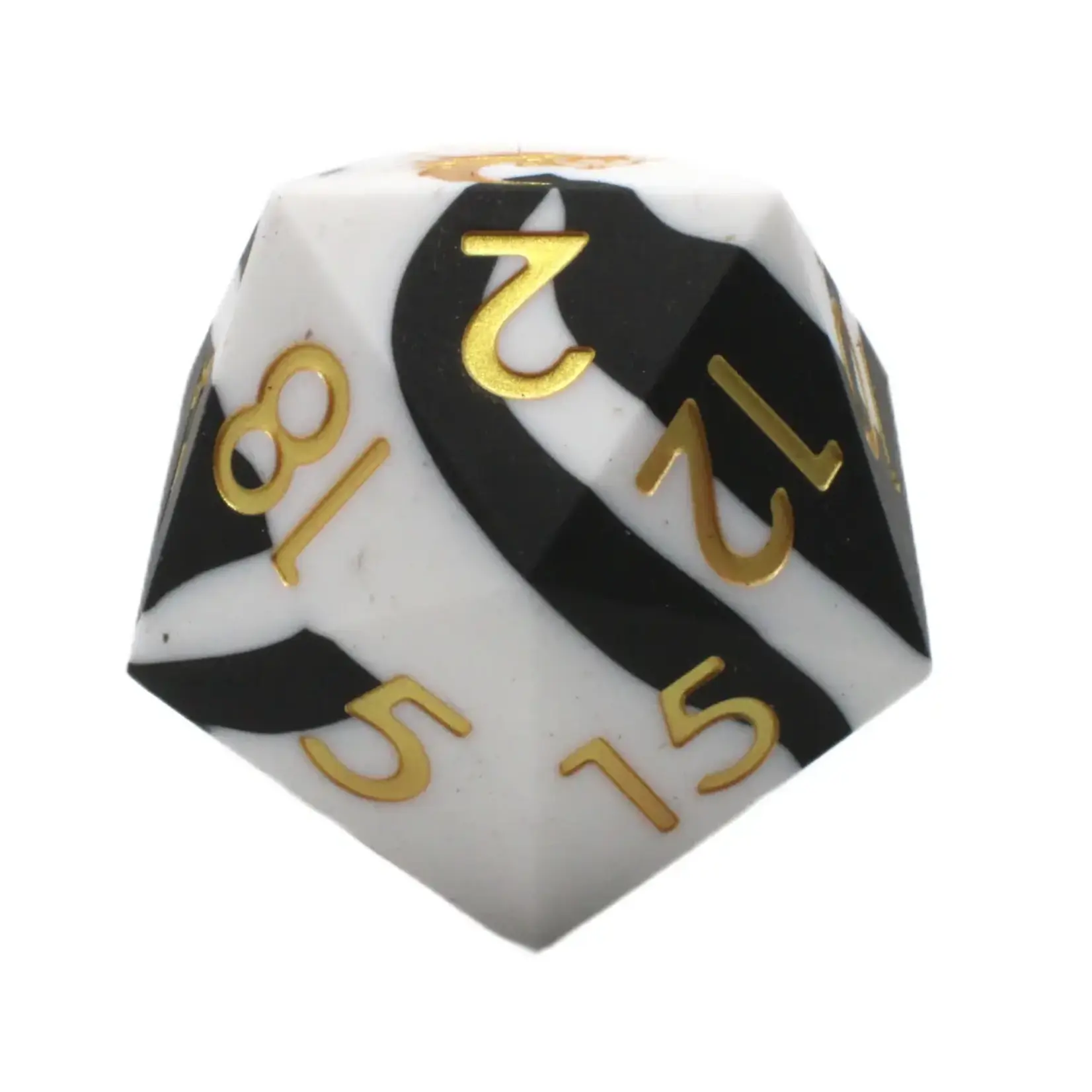 OLD SCHOOL DICE & ACCESSORIES SILICONE BLACK WHITE W/GOLD 50mm d20