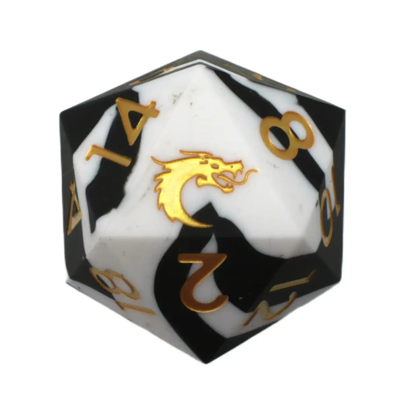 OLD SCHOOL DICE & ACCESSORIES SILICONE BLACK WHITE W/GOLD 50mm d20