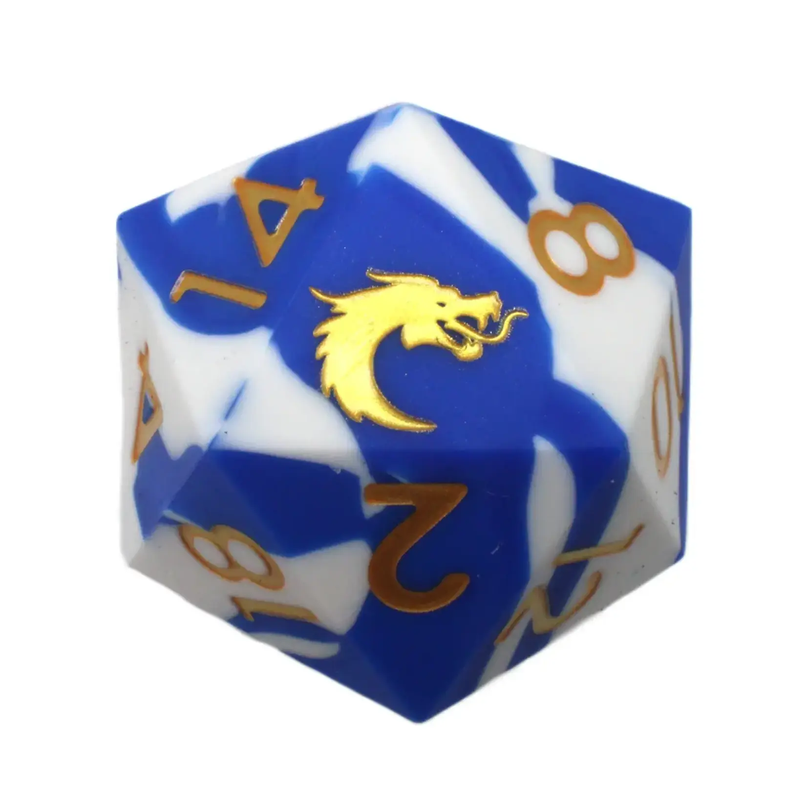 OLD SCHOOL DICE & ACCESSORIES SILICONE BLUE WHITE W/GOLD 50mm d20