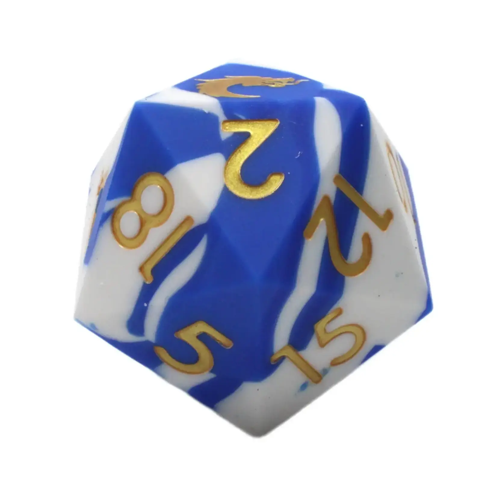 OLD SCHOOL DICE & ACCESSORIES SILICONE BLUE WHITE W/GOLD 50mm d20