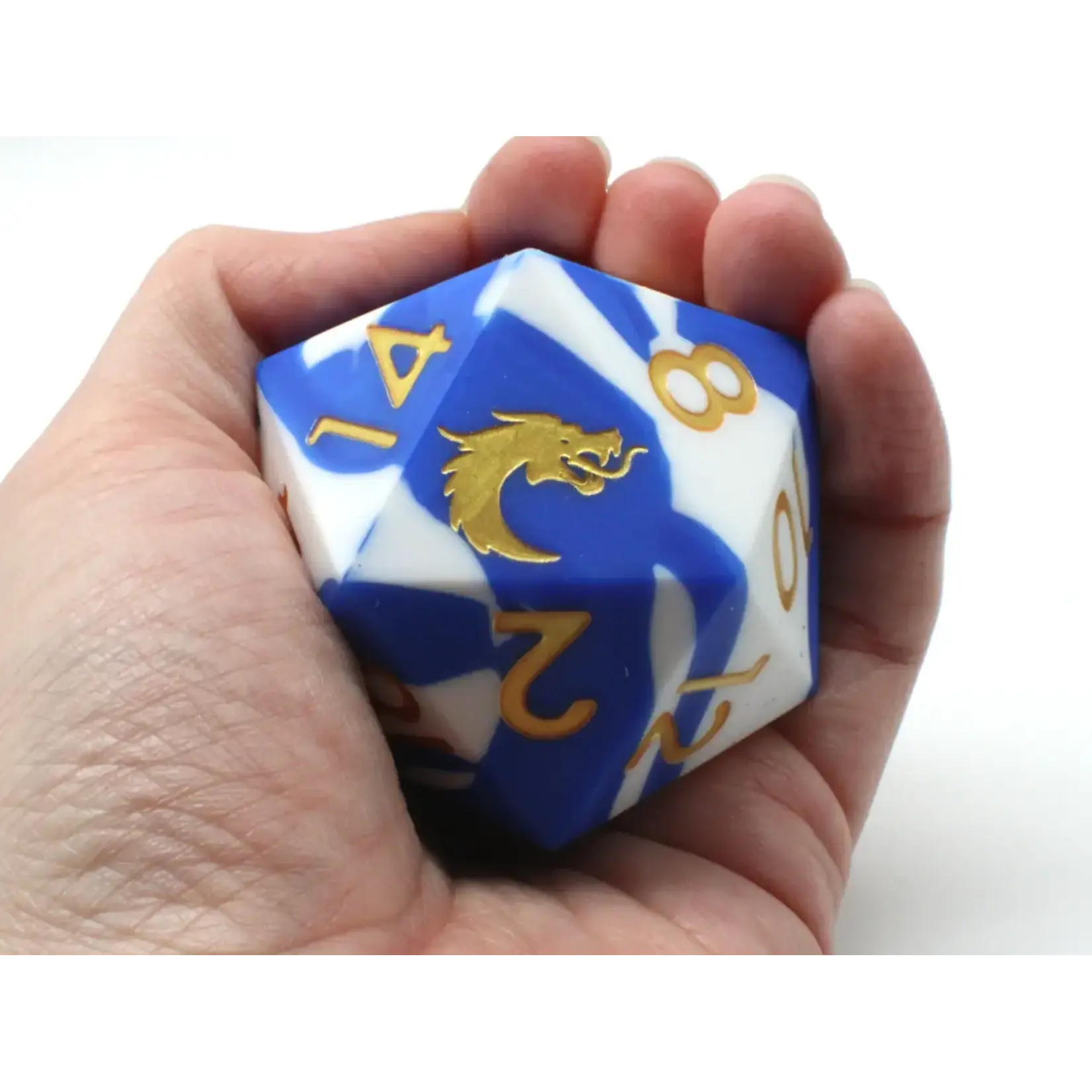 OLD SCHOOL DICE & ACCESSORIES SILICONE BLUE WHITE W/GOLD 50mm d20