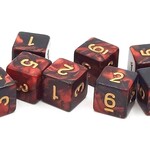 OLD SCHOOL DICE & ACCESSORIES VORPAL BLOOD RED AND BLACK W/ GOLD D6 8PC SET
