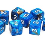 OLD SCHOOL DICE & ACCESSORIES VORPAL TEAL AND BROWN W/ WHITE D6 8PC SET