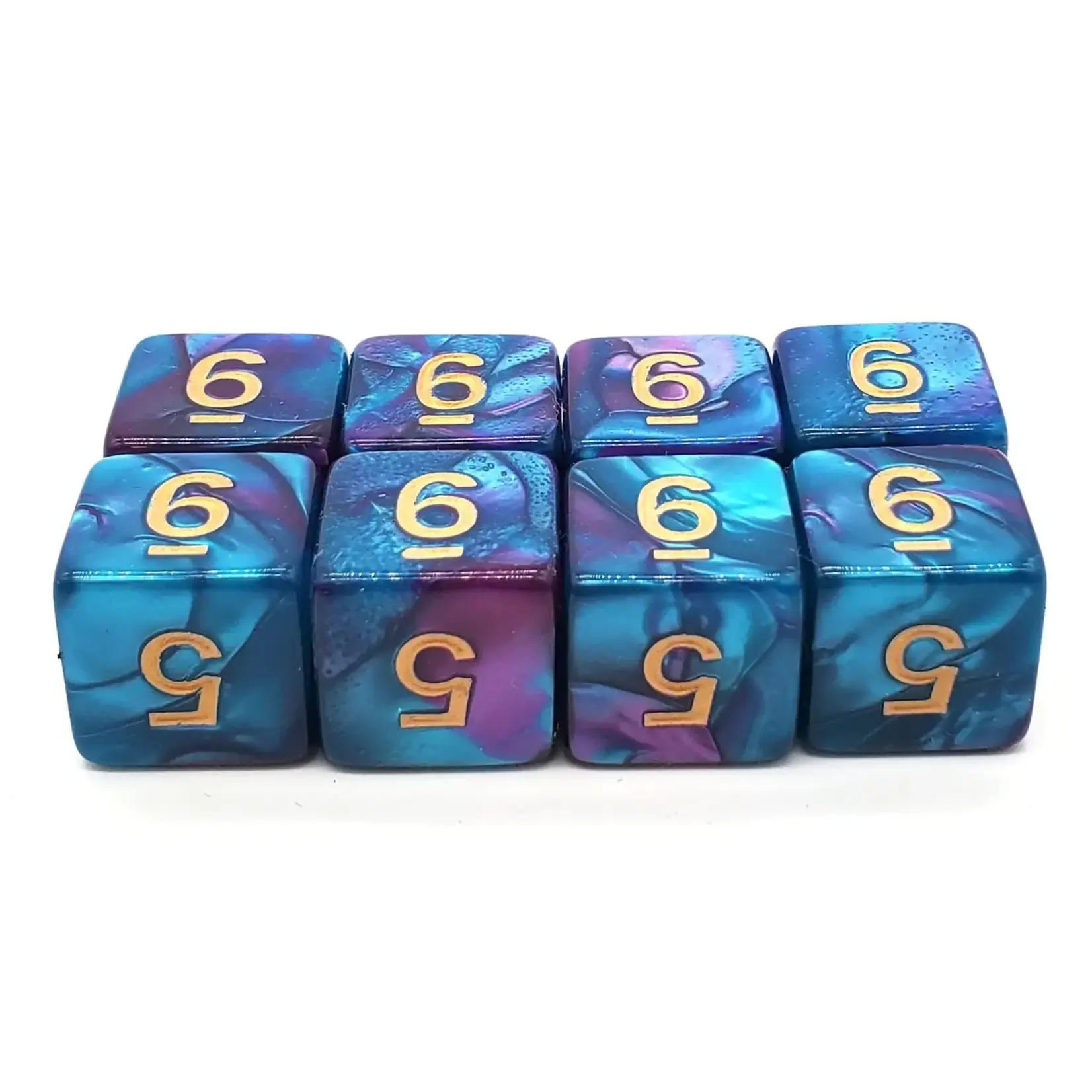 OLD SCHOOL DICE & ACCESSORIES VORPAL LILAC AND LIGHT BLUE W/ GOLD D6 8PC SET