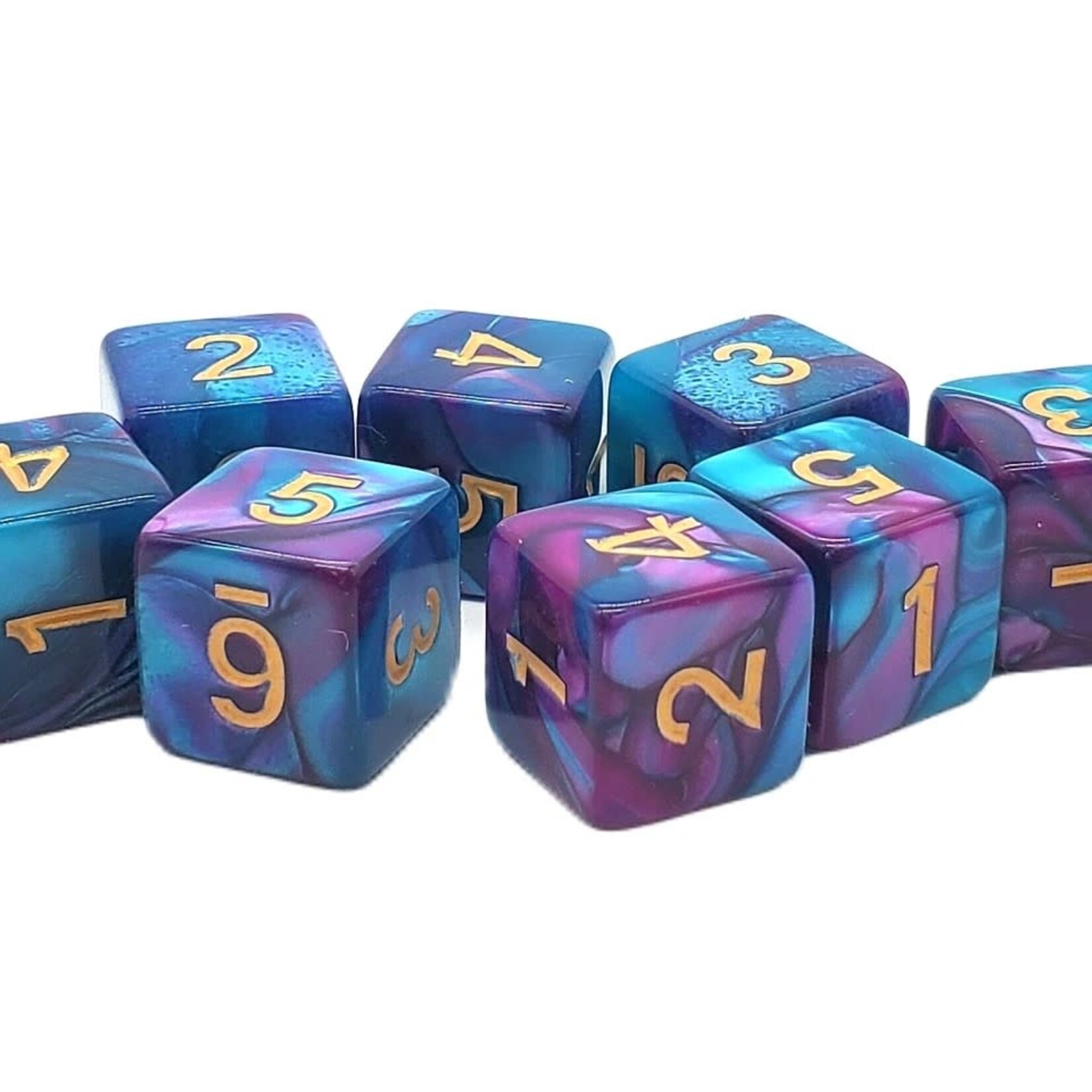 OLD SCHOOL DICE & ACCESSORIES VORPAL LILAC AND LIGHT BLUE W/ GOLD D6 8PC SET