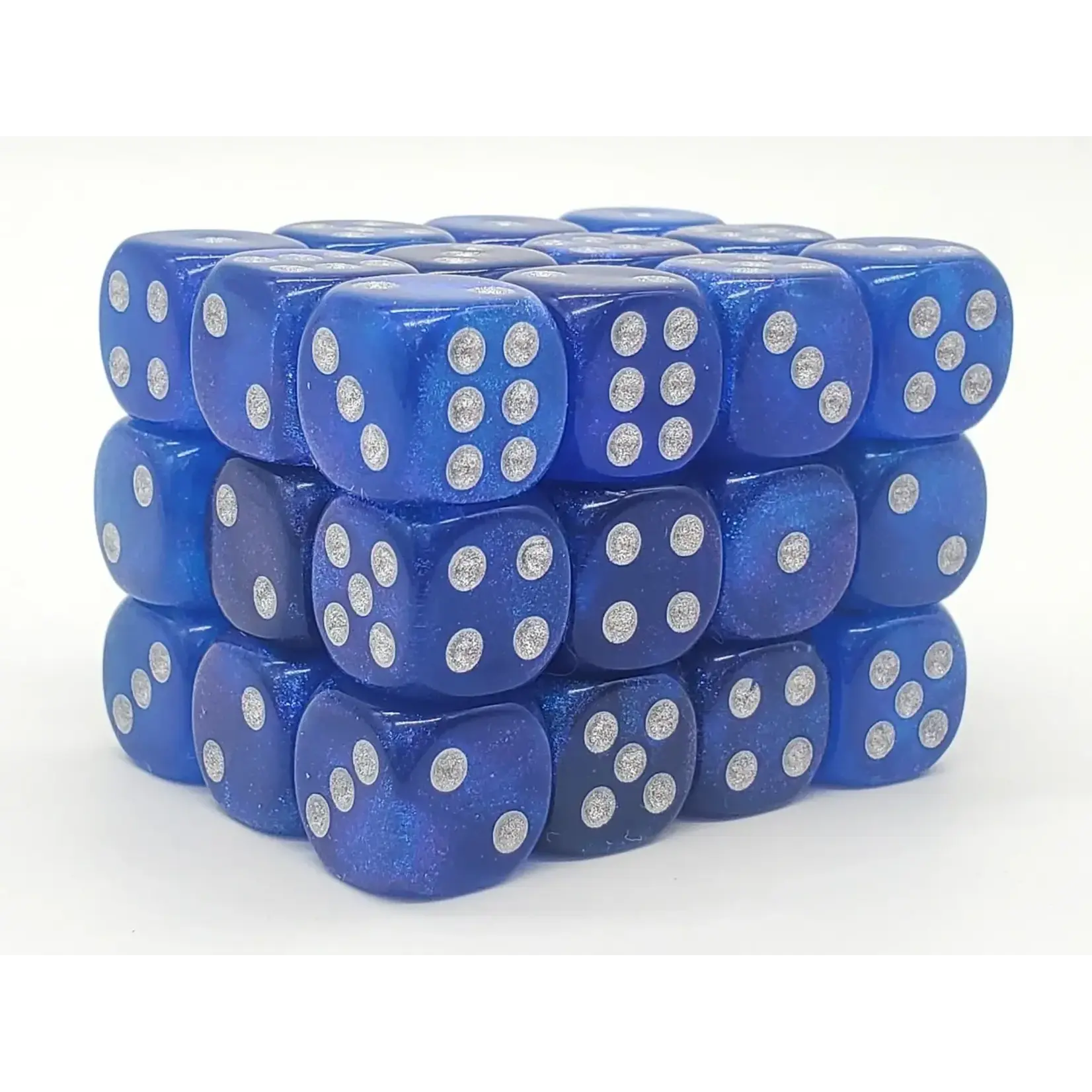 OLD SCHOOL DICE & ACCESSORIES GALAXY BLUE SHIMMER 12mm D6 36PC SET