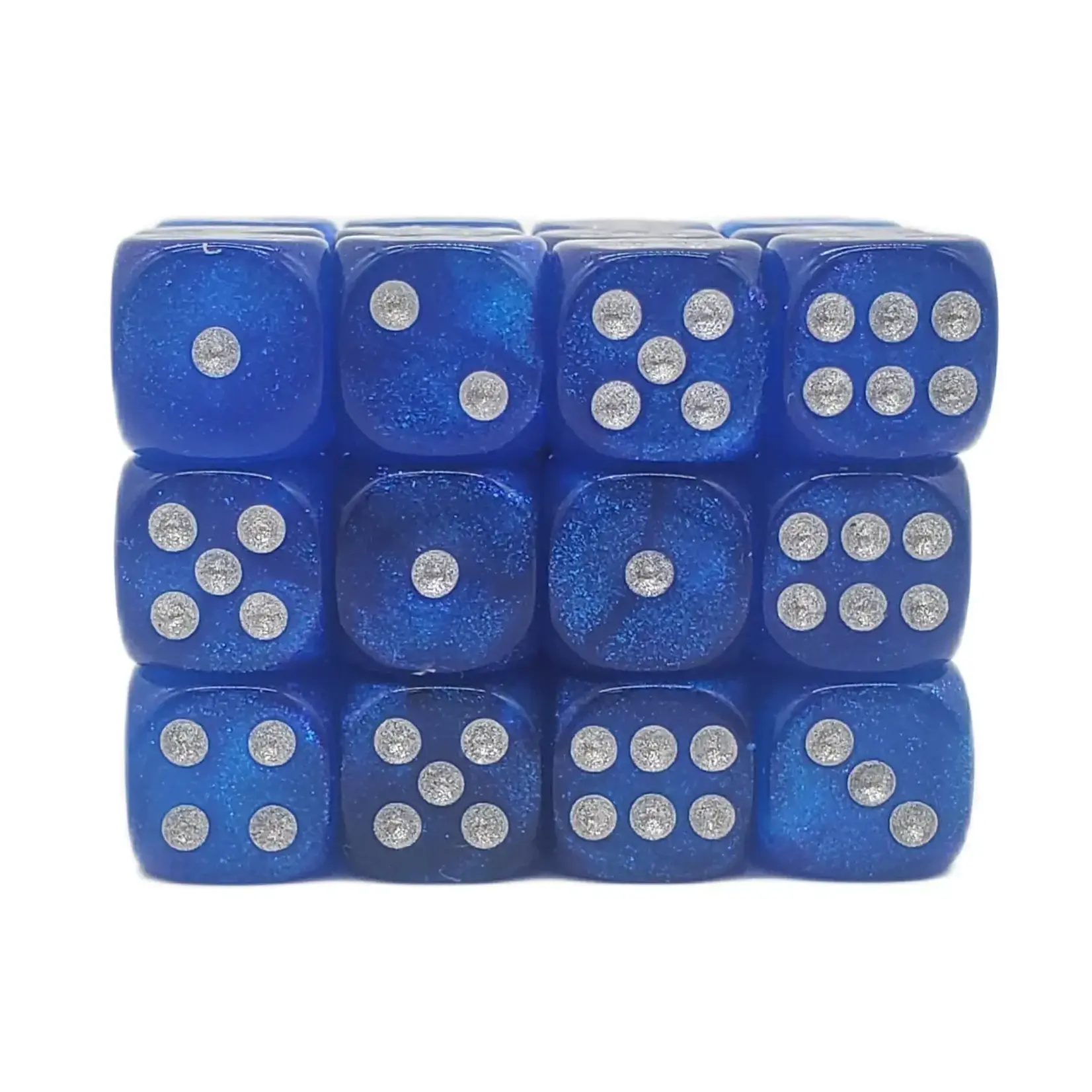OLD SCHOOL DICE & ACCESSORIES GALAXY BLUE SHIMMER 12mm D6 36PC SET
