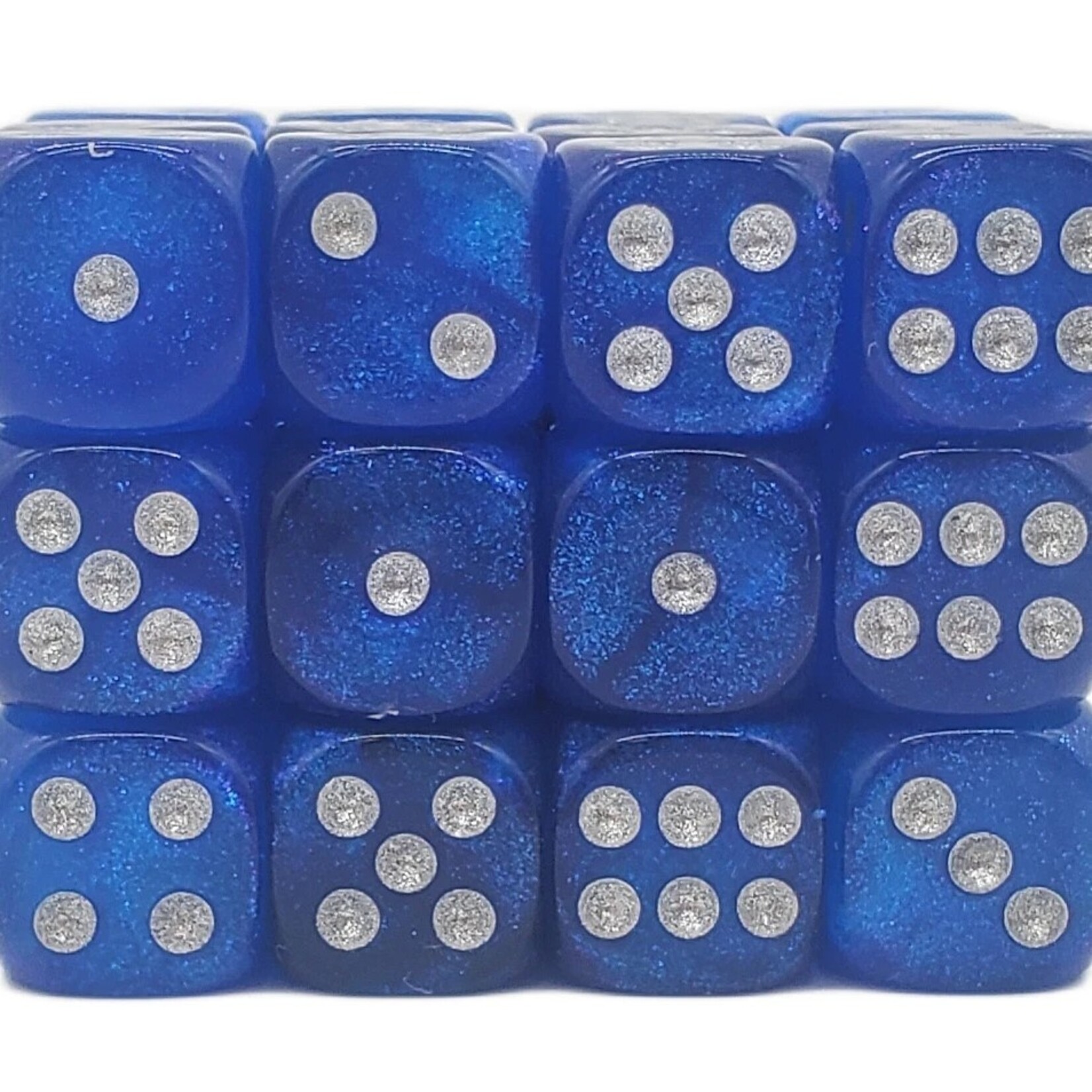 OLD SCHOOL DICE & ACCESSORIES GALAXY BLUE SHIMMER 12mm D6 36PC SET