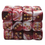 OLD SCHOOL DICE & ACCESSORIES VORPAL BLOOD RED AND WHITE W/ GOLD 12mm D6 36PC SET