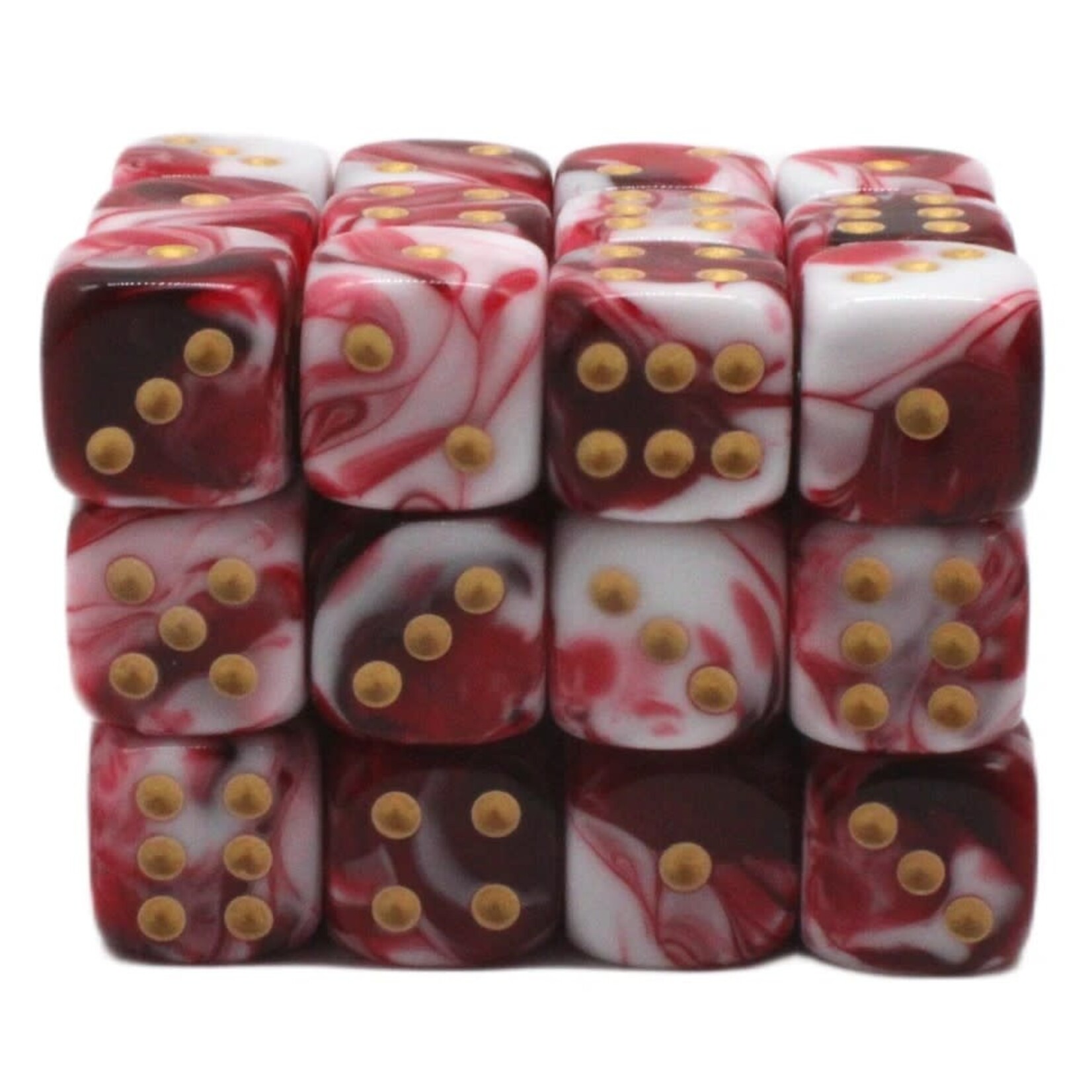 OLD SCHOOL DICE & ACCESSORIES VORPAL BLOOD RED AND WHITE W/ GOLD 12mm D6 36PC SET