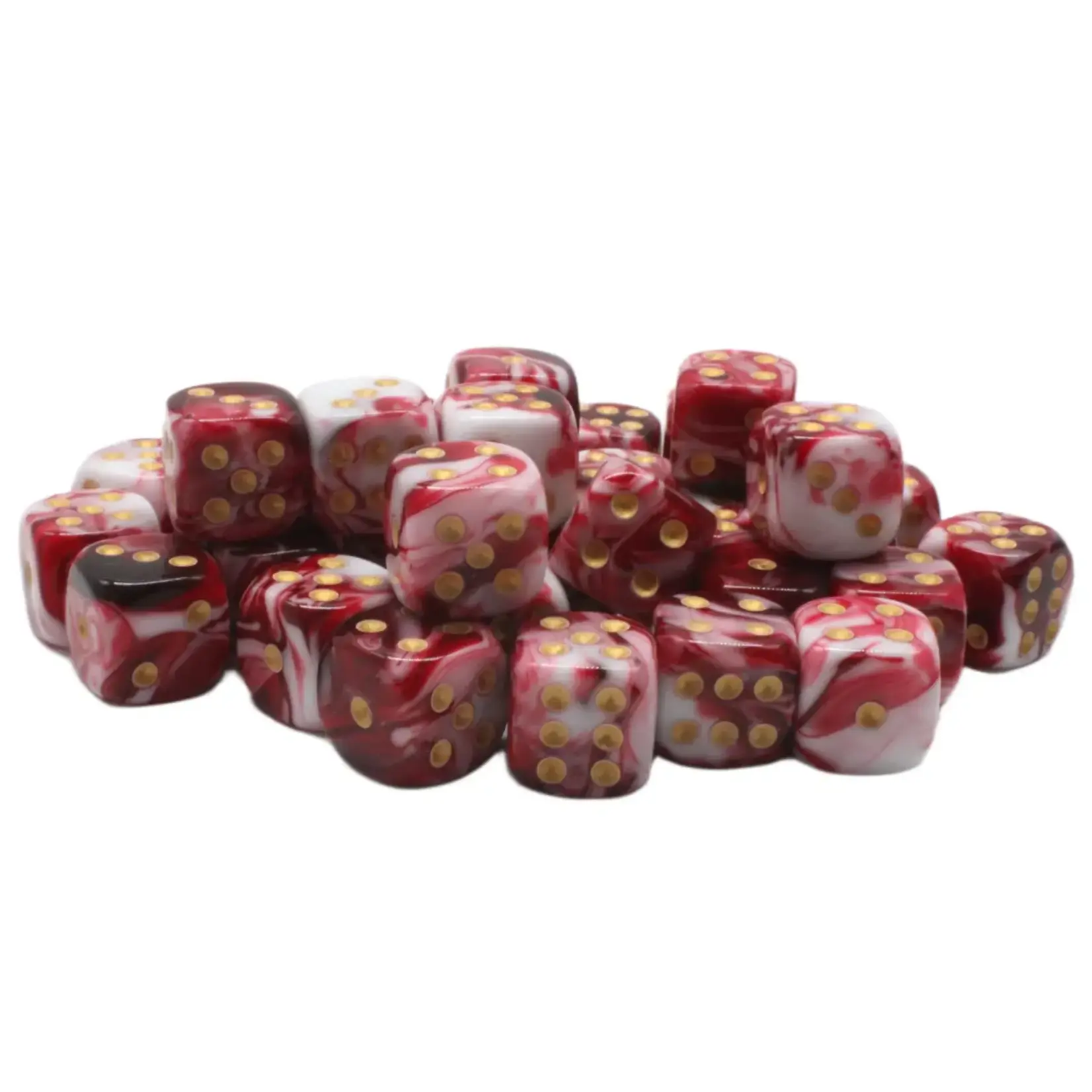 OLD SCHOOL DICE & ACCESSORIES VORPAL BLOOD RED AND WHITE W/ GOLD 12mm D6 36PC SET
