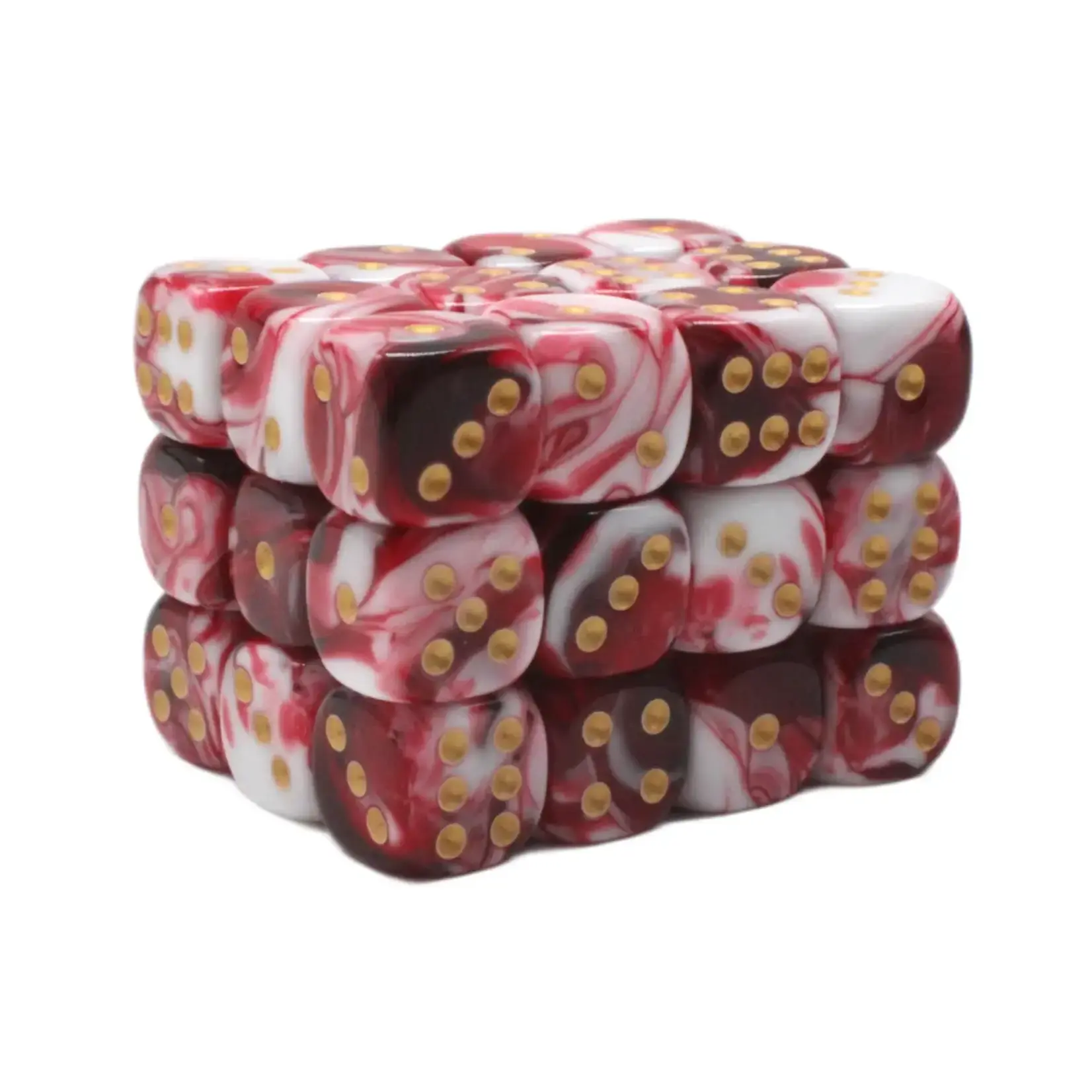 OLD SCHOOL DICE & ACCESSORIES VORPAL BLOOD RED AND WHITE W/ GOLD 12mm D6 36PC SET