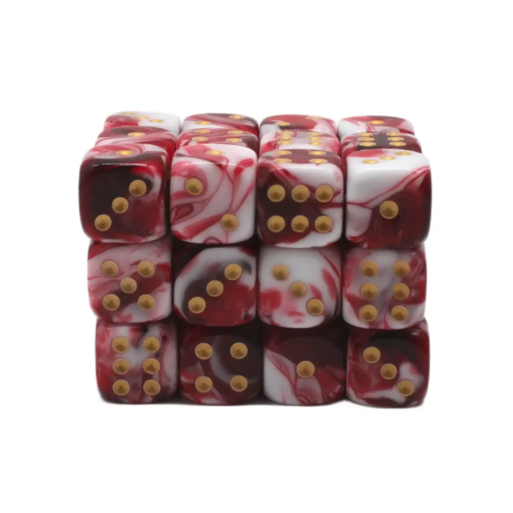 OLD SCHOOL DICE & ACCESSORIES VORPAL BLOOD RED AND WHITE W/ GOLD 12mm D6 36PC SET