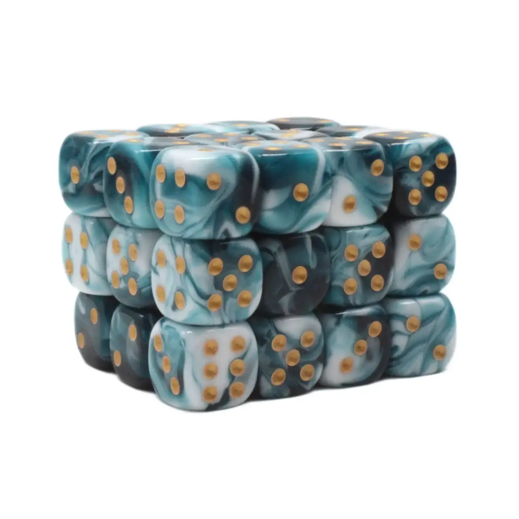 OLD SCHOOL DICE & ACCESSORIES VORPAL DARK BLUE AND WHITE W/ GOLD 12mm D6 36PC SET