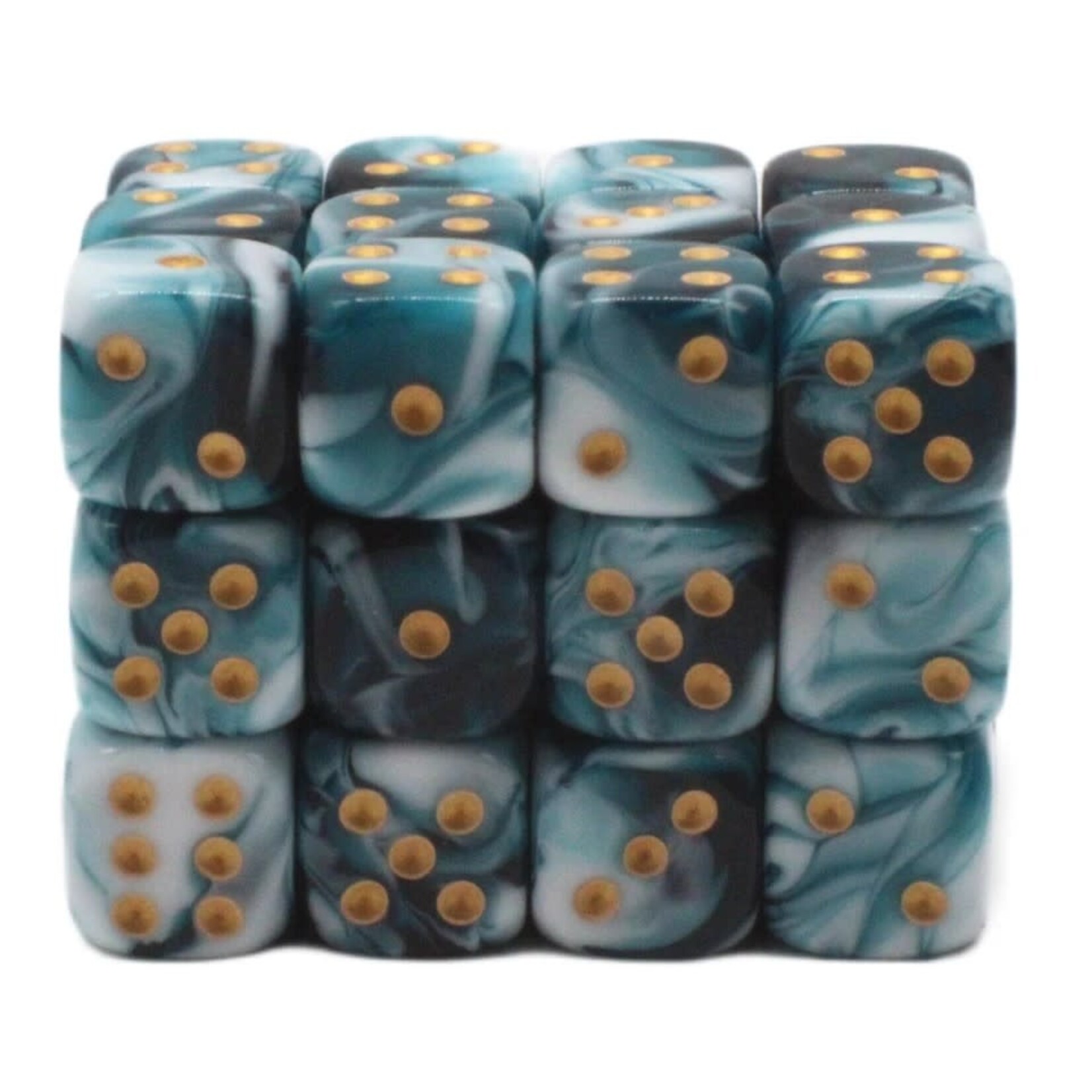 OLD SCHOOL DICE & ACCESSORIES VORPAL DARK BLUE AND WHITE W/ GOLD 12mm D6 36PC SET