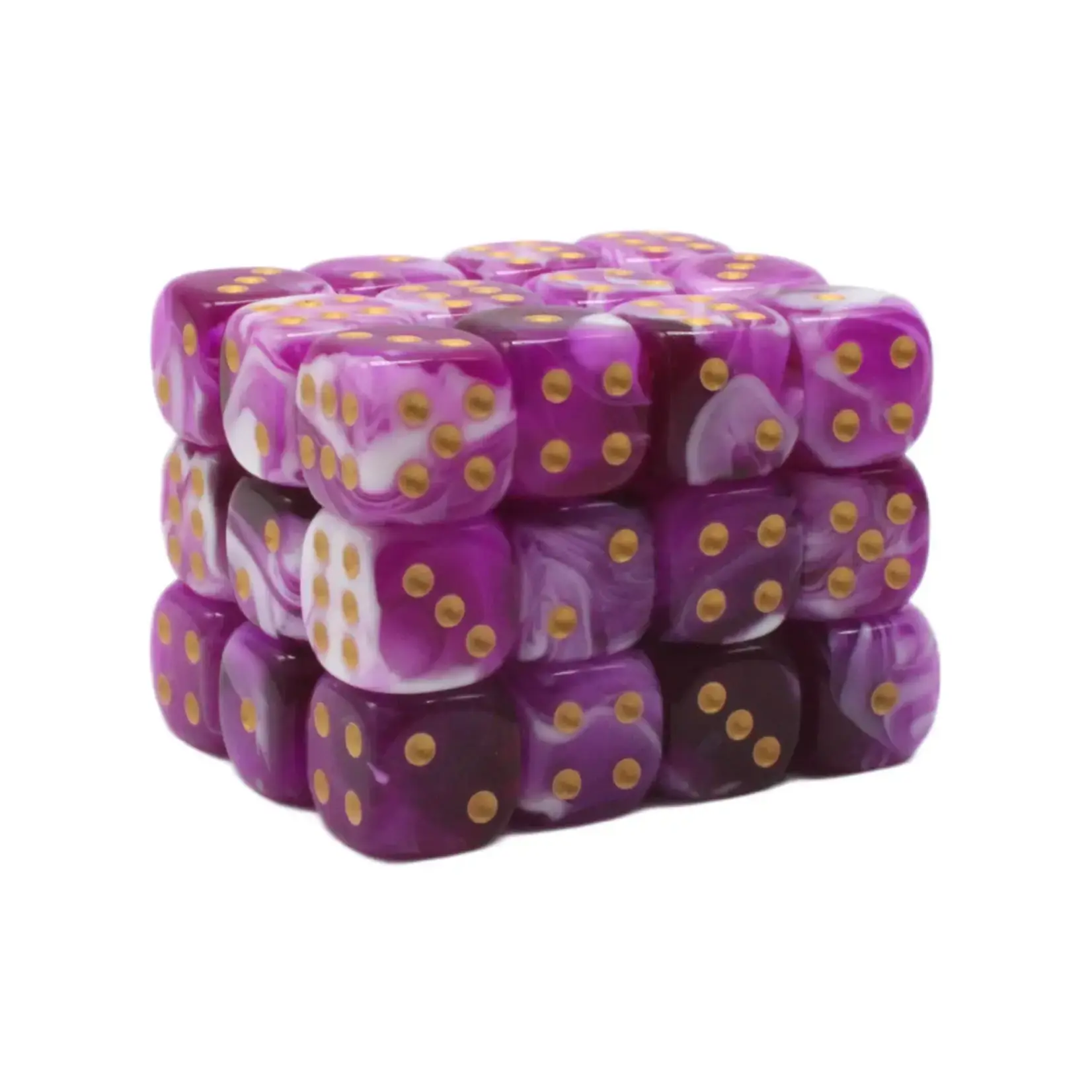 OLD SCHOOL DICE & ACCESSORIES VORPAL PURPLE AND WHITE W/ GOLD 12mm D6 36PC SET