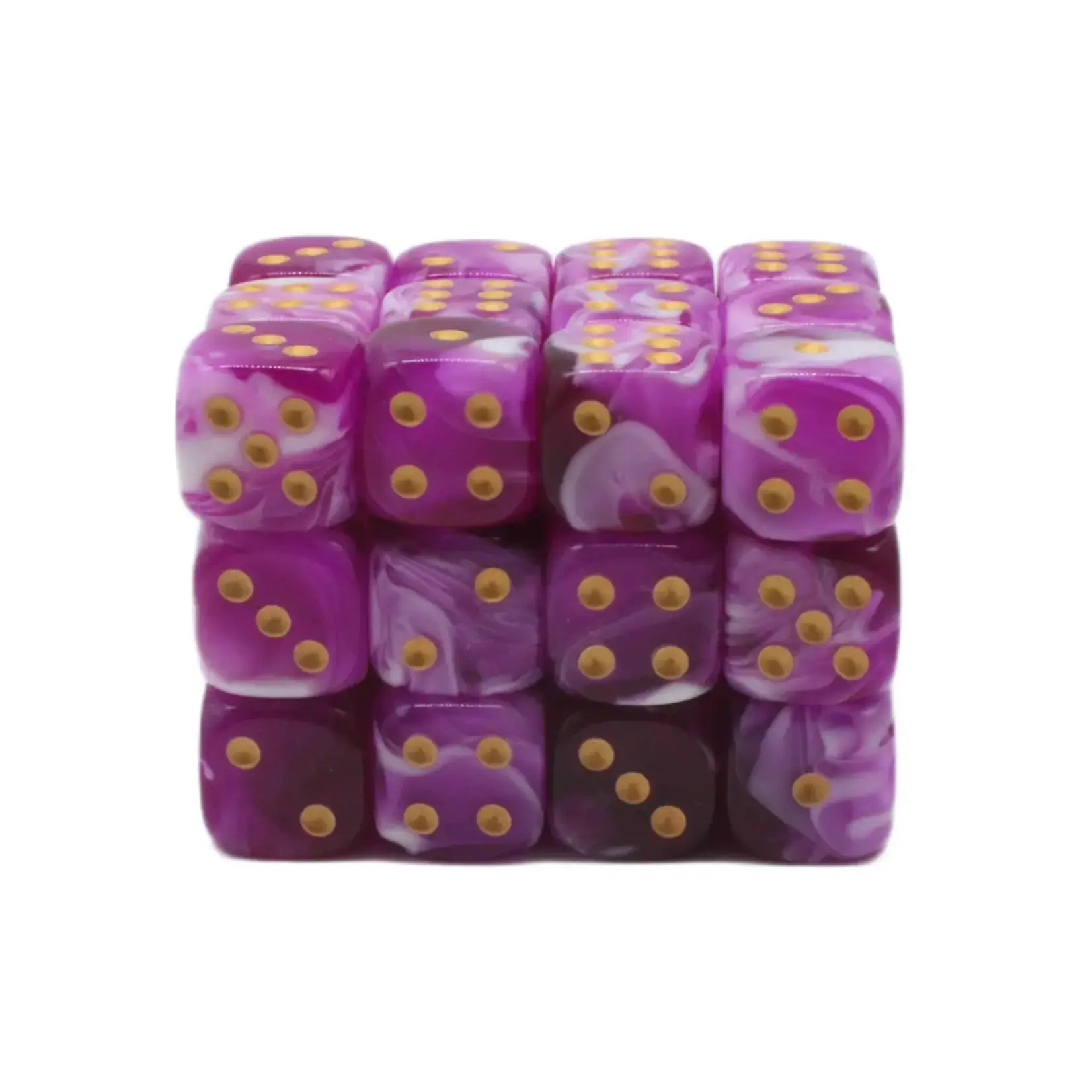 OLD SCHOOL DICE & ACCESSORIES VORPAL PURPLE AND WHITE W/ GOLD 12mm D6 36PC SET