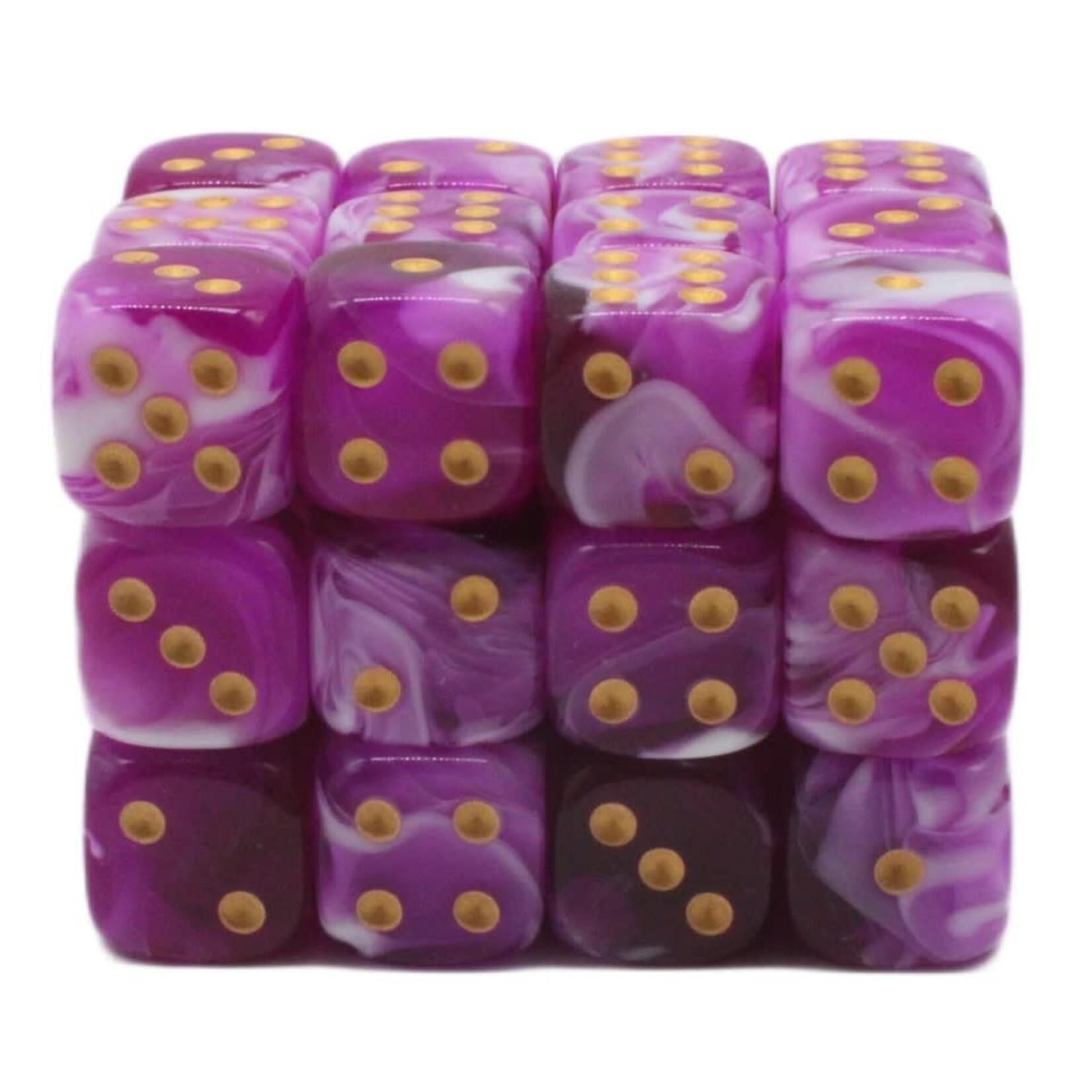 OLD SCHOOL DICE & ACCESSORIES VORPAL PURPLE AND WHITE W/ GOLD 12mm D6 36PC SET