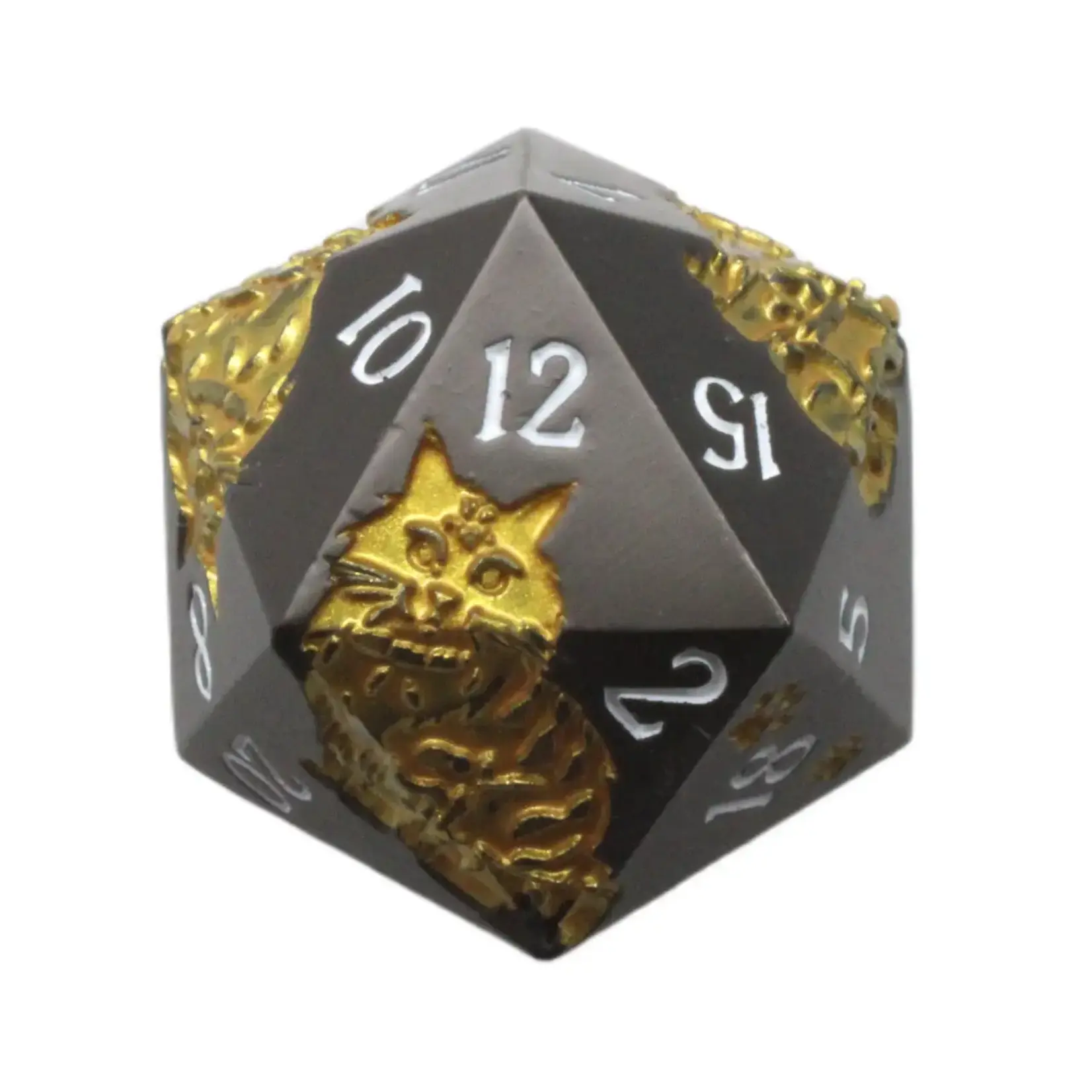 OLD SCHOOL DICE & ACCESSORIES NINE LIVES MATTE BLACK w/ GOLD METAL 7PC SET
