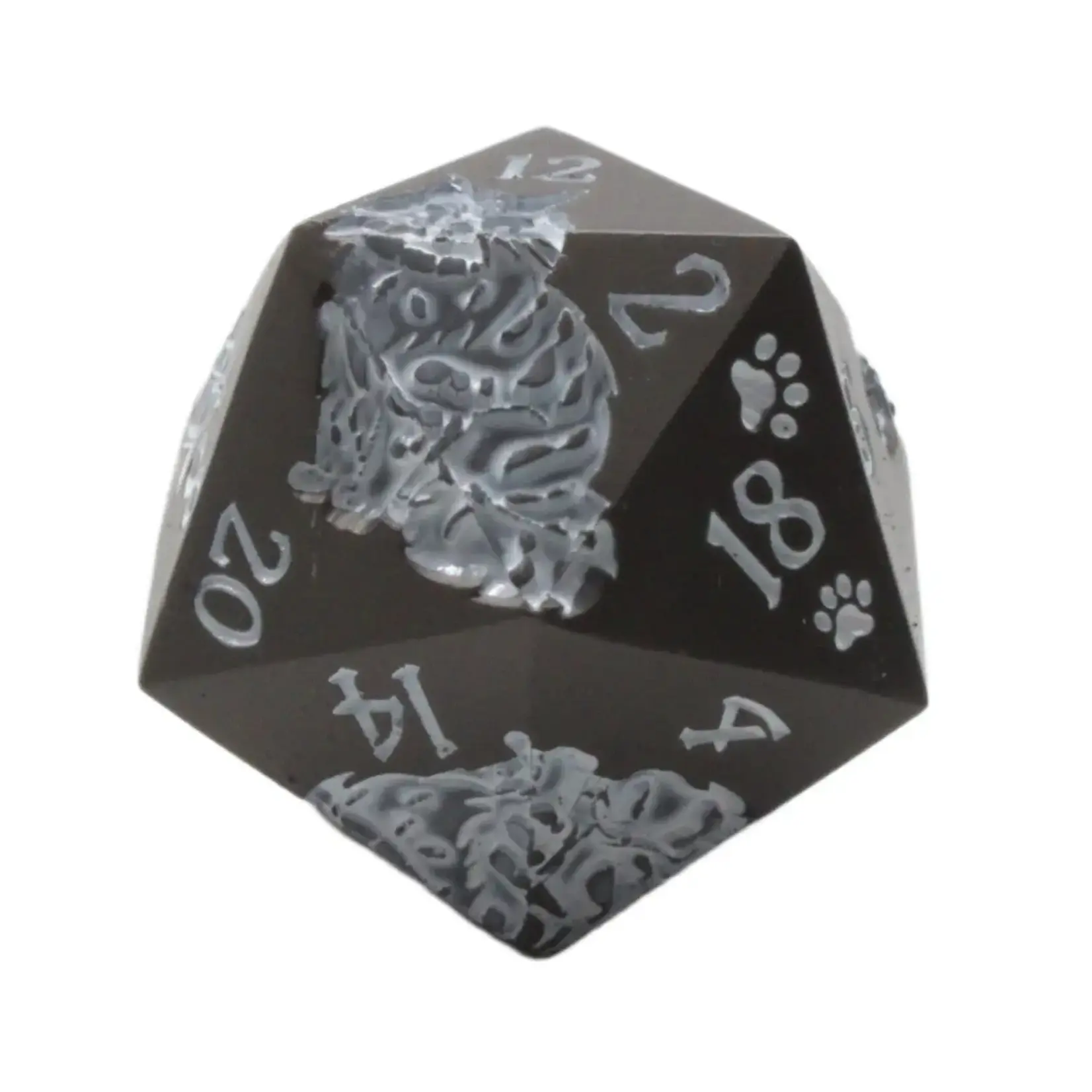 OLD SCHOOL DICE & ACCESSORIES NINE LIVES MATTE BLACK w/ WHITE METAL 7PC SET