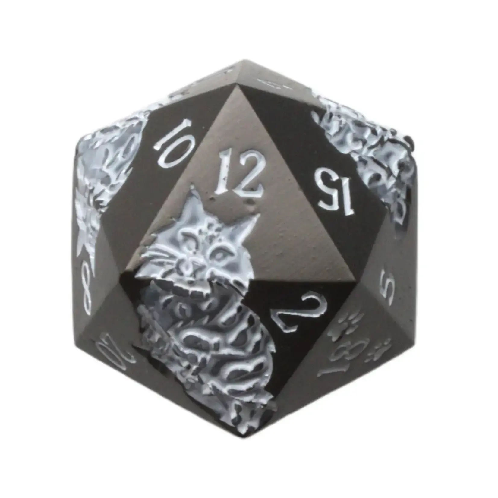 OLD SCHOOL DICE & ACCESSORIES NINE LIVES MATTE BLACK w/ WHITE METAL 7PC SET