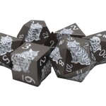 OLD SCHOOL DICE & ACCESSORIES NINE LIVES MATTE BLACK w/ WHITE METAL 7PC SET