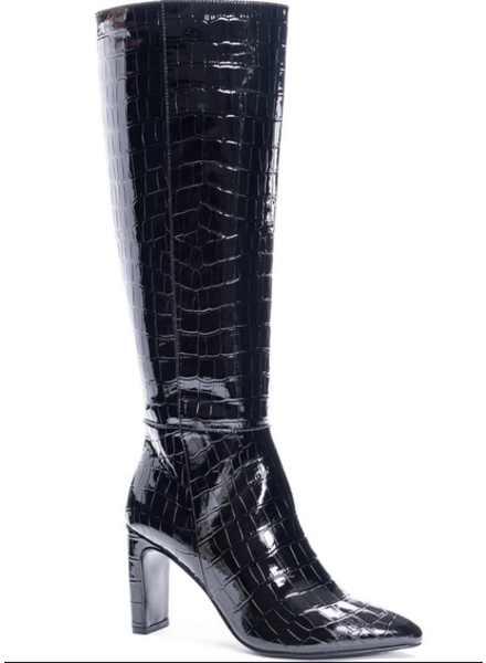 Evanna Shiny Patent Crocodile Boot
