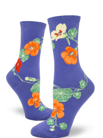 Nasturtiums Periwinkle Crew Sock from Mod Socks