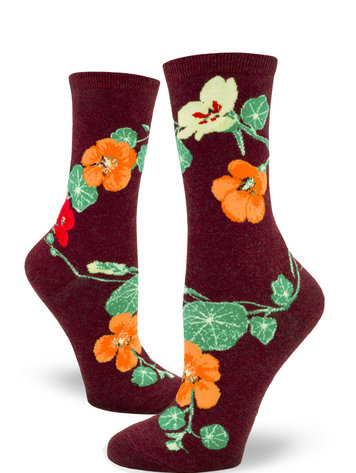 Nasturtiums Heather Brick Women's Crew Sock from Mod Socks