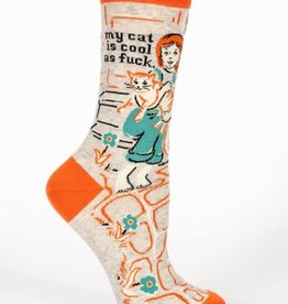 Blue Q My Cat Is Cool As F*ck Crew Socks
