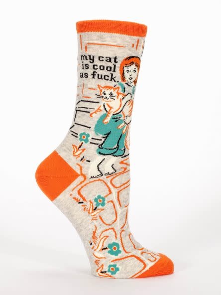 Blue Q My Cat Is Cool As F*ck Crew Socks