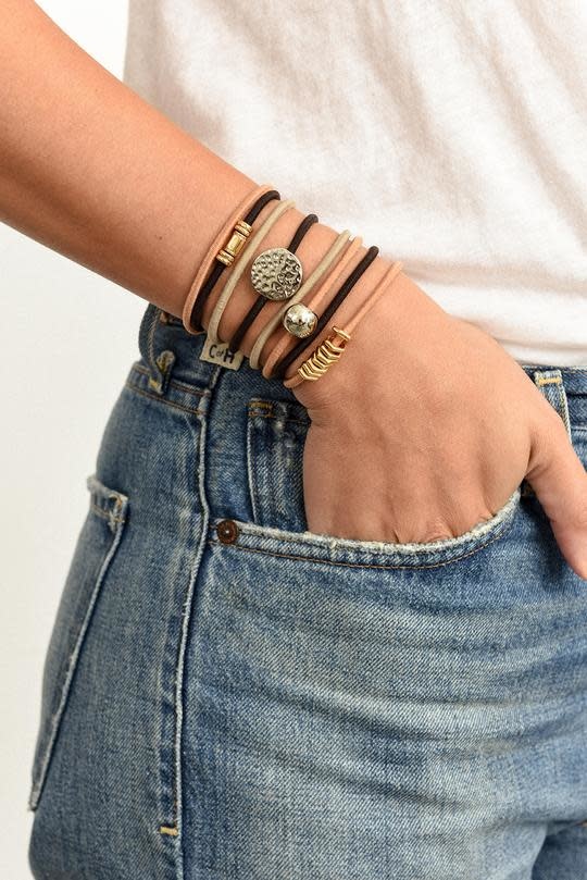 By Lilla Bracelet Hair Tie Stack Chocolate Eclaire Lux Boutique