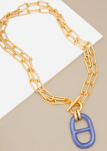 Jewelry Matte Link Resin Charm Necklace