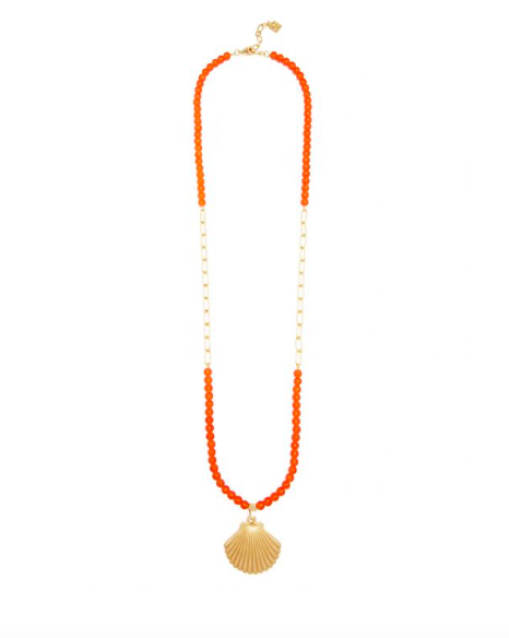 Jewelry Seashell And Lucite Long Pendant Necklace
