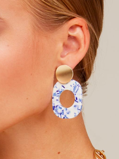 Zenzii Blue Marbled Drop Earring