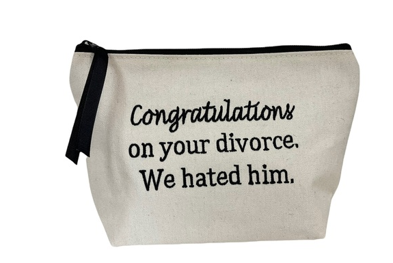 Dani Risi Congratulations on your divorce. We hated him. Canvas Pouch