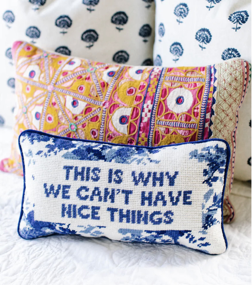 Nice Things Needlepoint Pillow