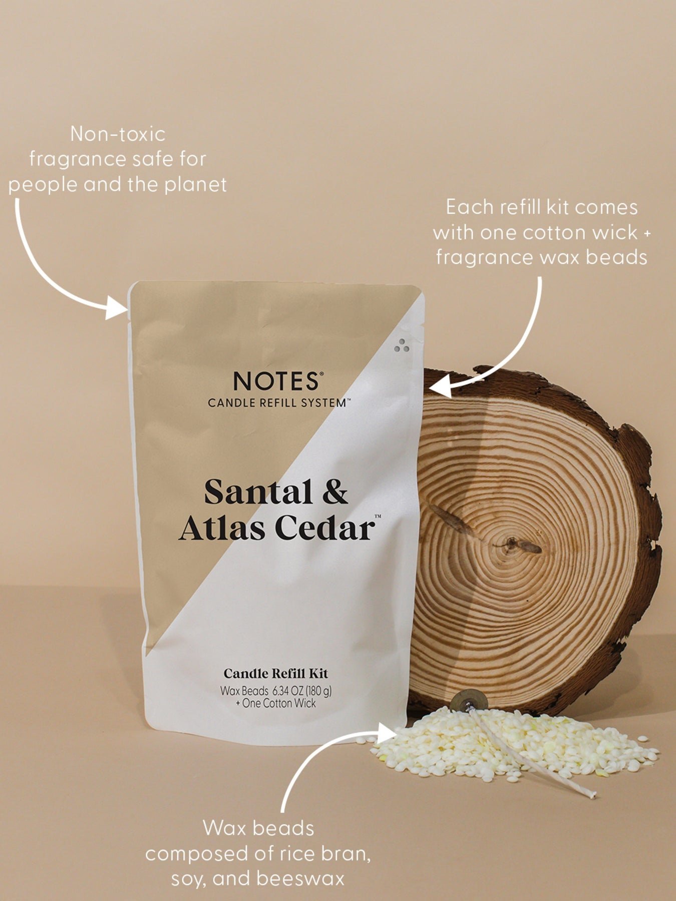 NOTES Sustainable Candle Refill Kit Santal & Atlas Cedar