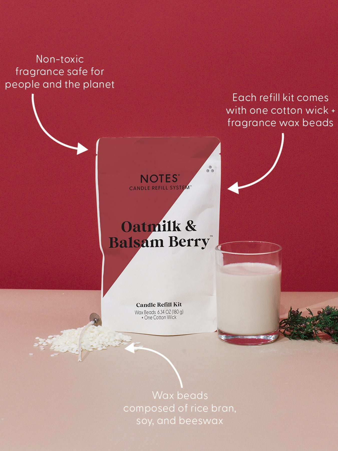 NOTES Sustainable Candle Refill Kit  Oatmilk & Balsam Berry