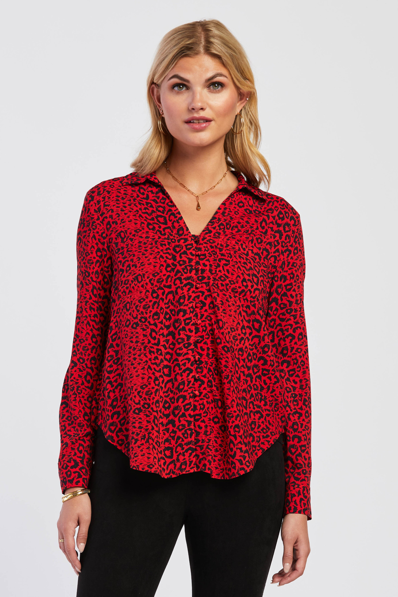 Velvet Heart Eleni Shirt Red Cheetah