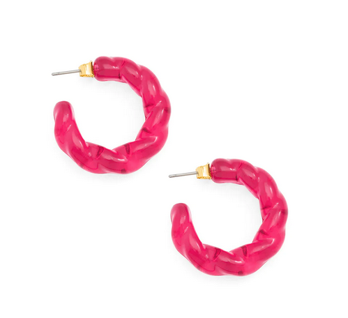 Zenzii Twisted Lucite Hoop Hot Pink