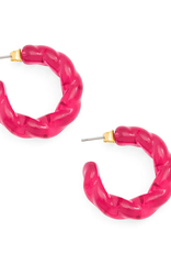 Zenzii Twisted Lucite Hoop Hot Pink