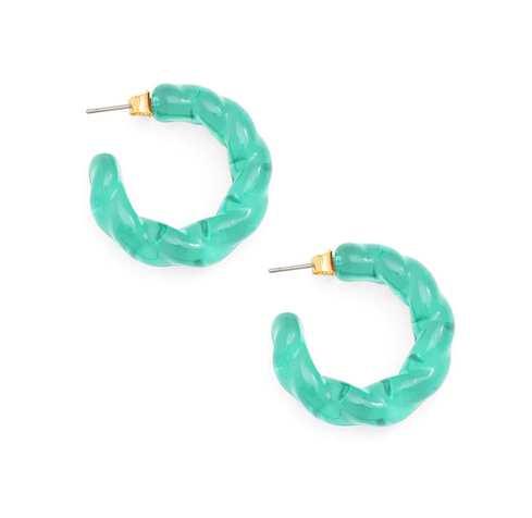 Zenzii Twisted Lucite Hoop Green