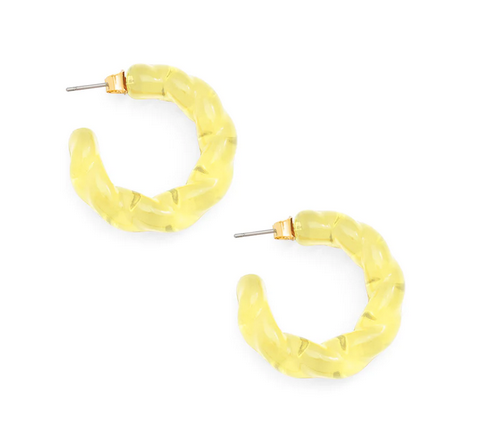 Zenzii Twisted Lucite Hoop Yellow