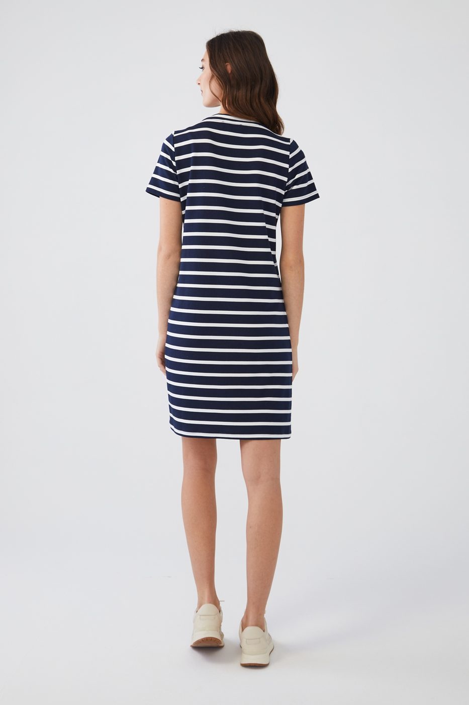 French Dressing Stripe Ruched Dress