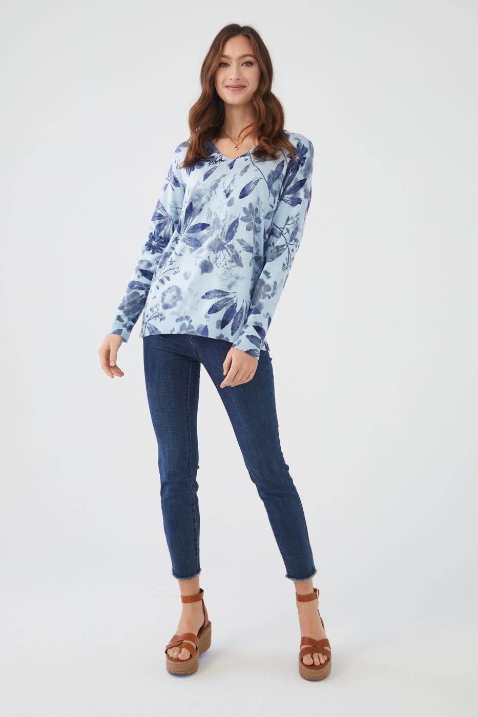 French Dressing Indigo Floral Top