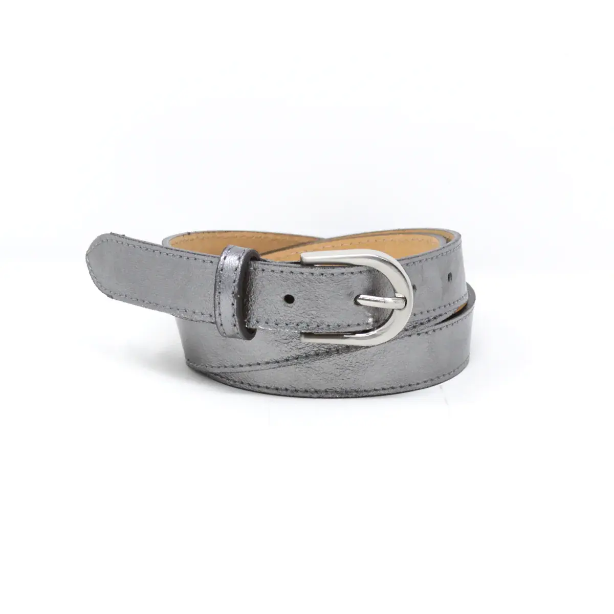 German Fuentes Leather Belt w/ Gold Buckle