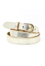 German Fuentes Leather Belt w/ Gold Buckle